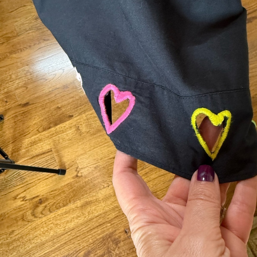 Kerri Rosenthal Tailor Embroidered Hearts black Dress Size Medium - Picture 6 of 12